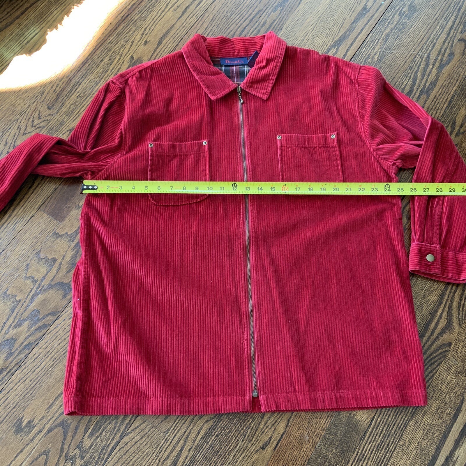 Denim & Co Corduroy Shirt Jacket Chore Shacket Women Plus 1x Red Full Zip — image 5 of 8